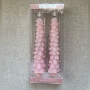 Pink Christmas Tree LED Taper Candles with Timer Set of 2 NWT